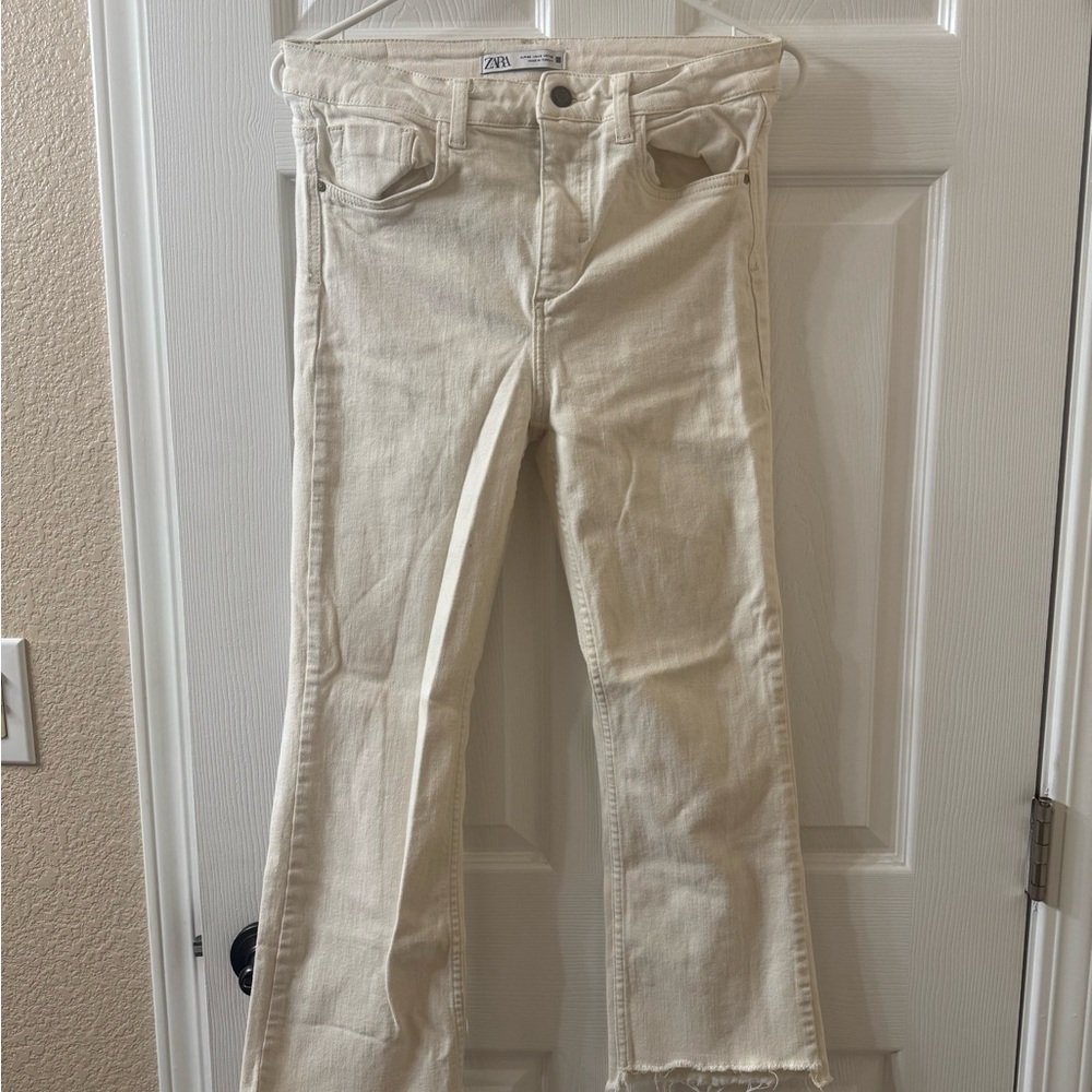 Zara Women's Beige Flare Jeans